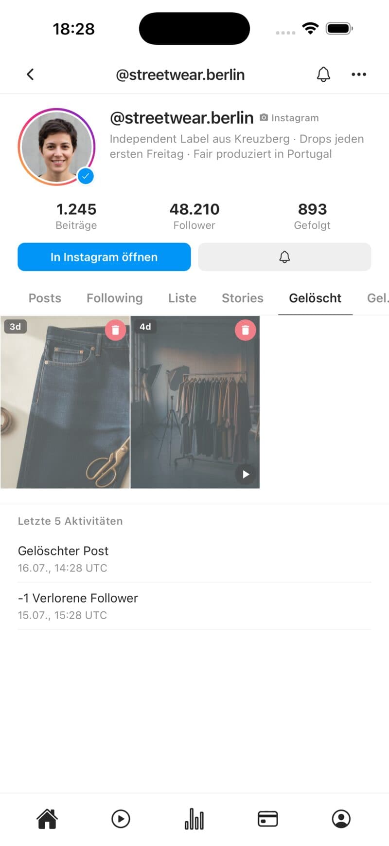 SocialChecker App: gelöschte Instagram-Beiträge im Archiv
